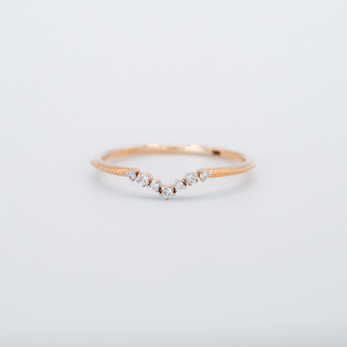Diamond Chevron Milgrain Ring