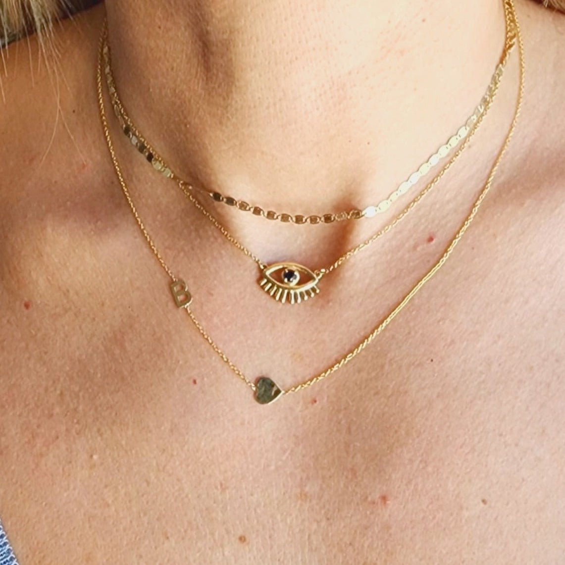 Wearing Personalized Initial and Heart Necklace