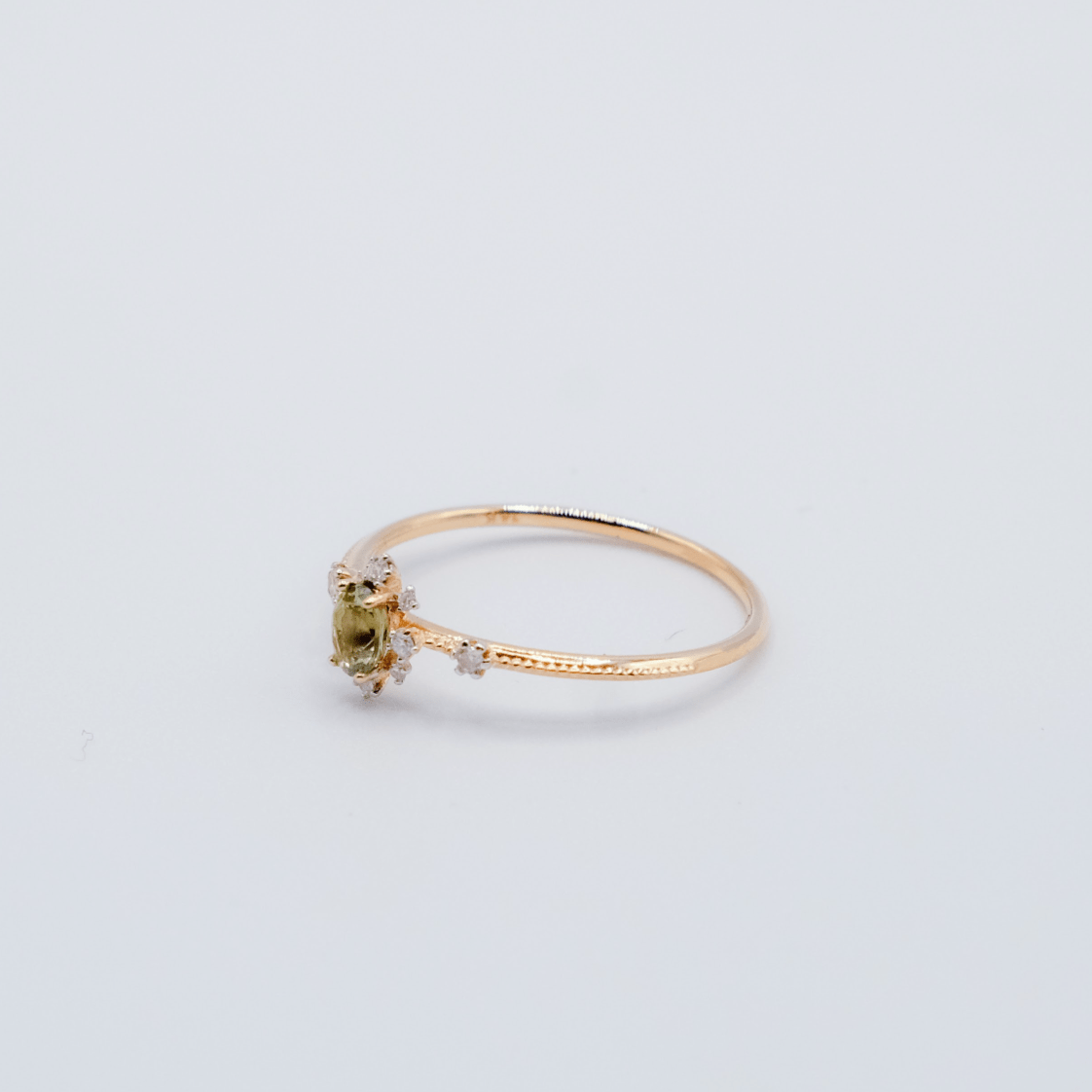 Soft Hue Peridot Milgrain Ring - Side View