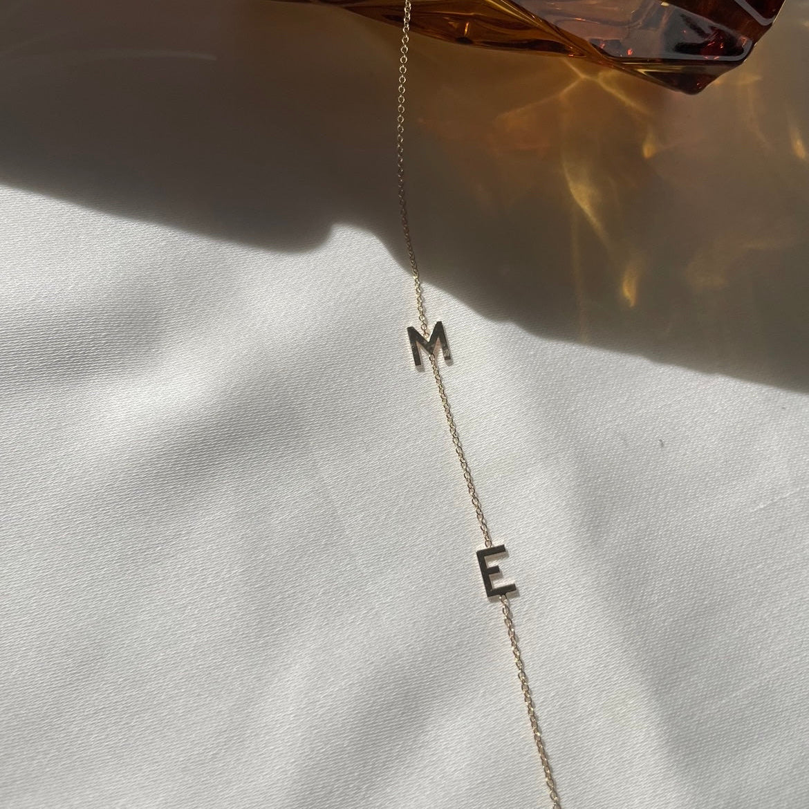 Asymmetric Mini Initial Personalized Necklace - Full View
