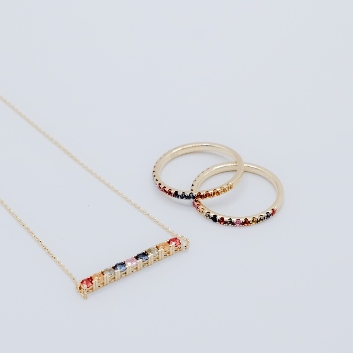 Rainbow Colorful Radiance Bar Necklace - Full View 1