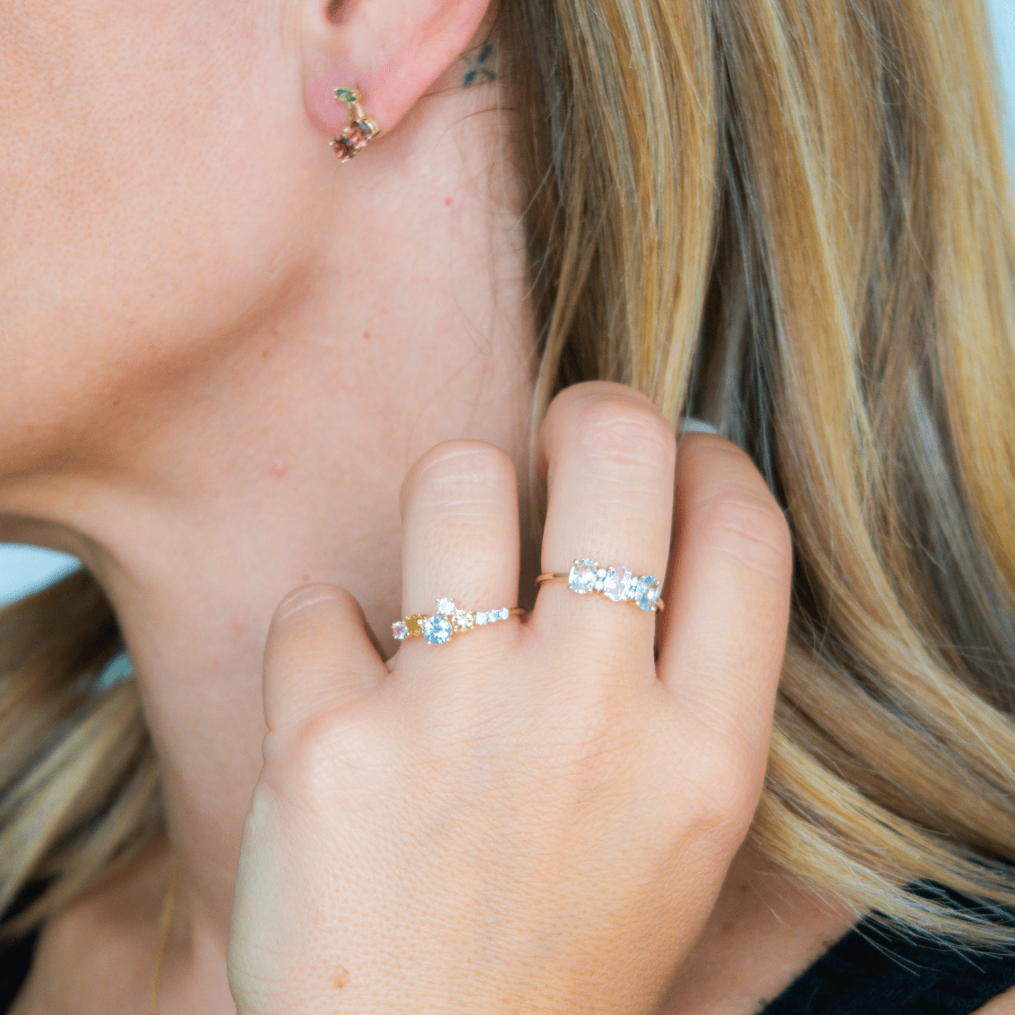 Wearing Softest Hue Pastel Sapphire Ring - 1