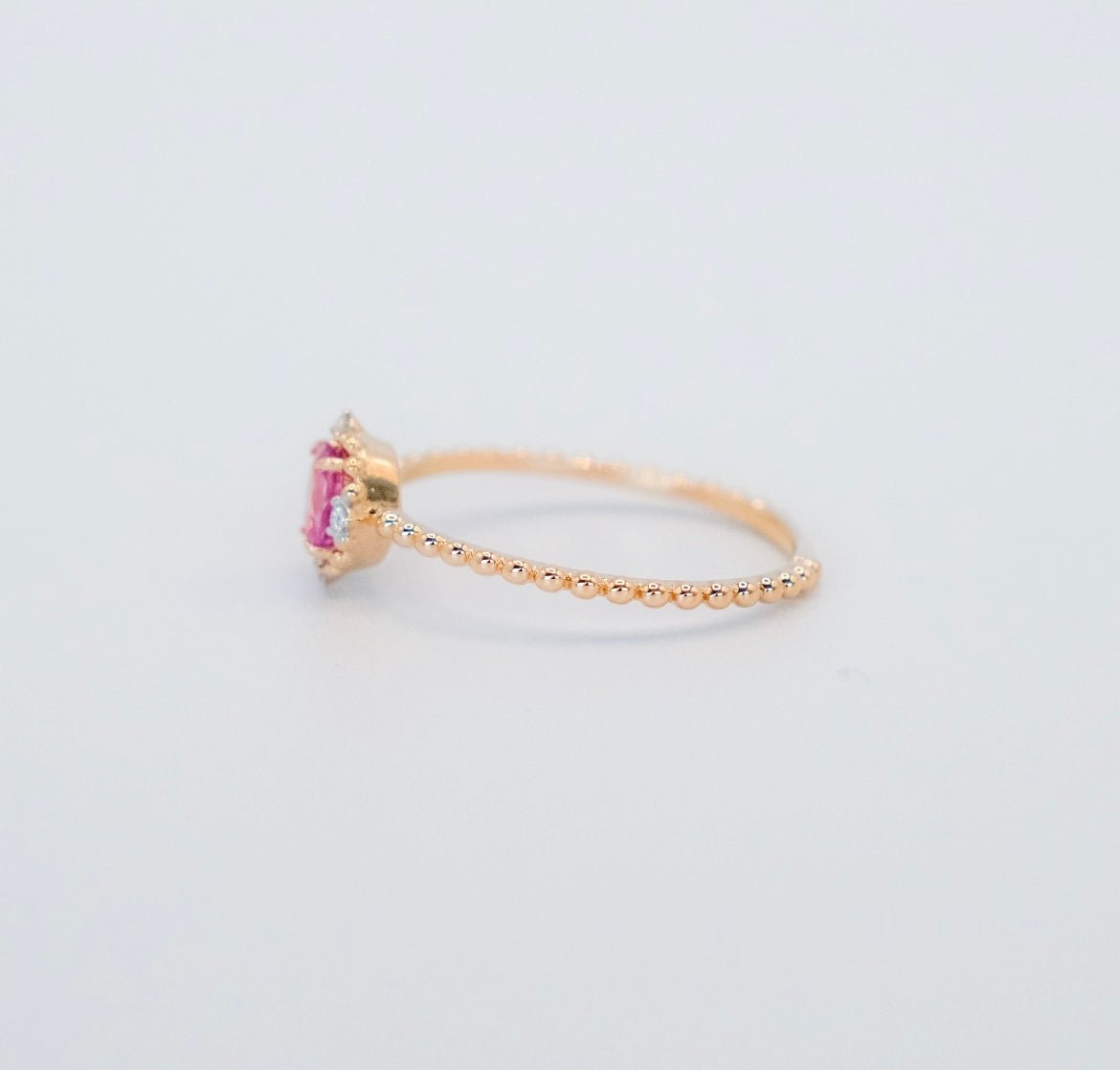 Aurora Pink Tourmaline and Diamond Ring - Side View
