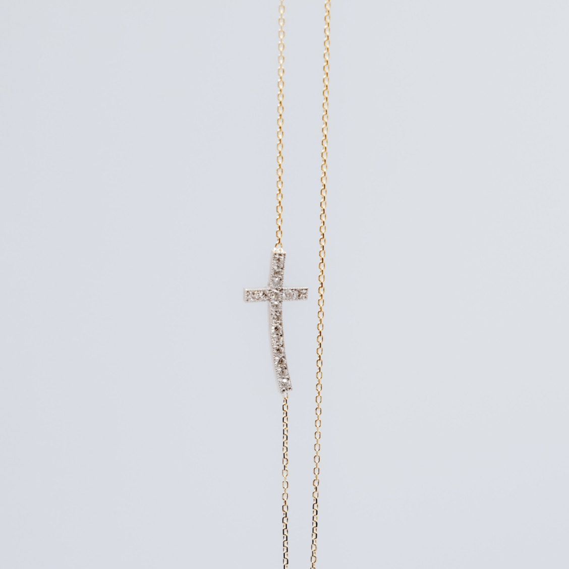 Sideways Diamond Cross Necklace