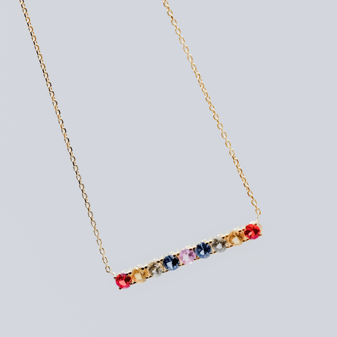 Rainbow Colorful Radiance Bar Necklace - Full View 2