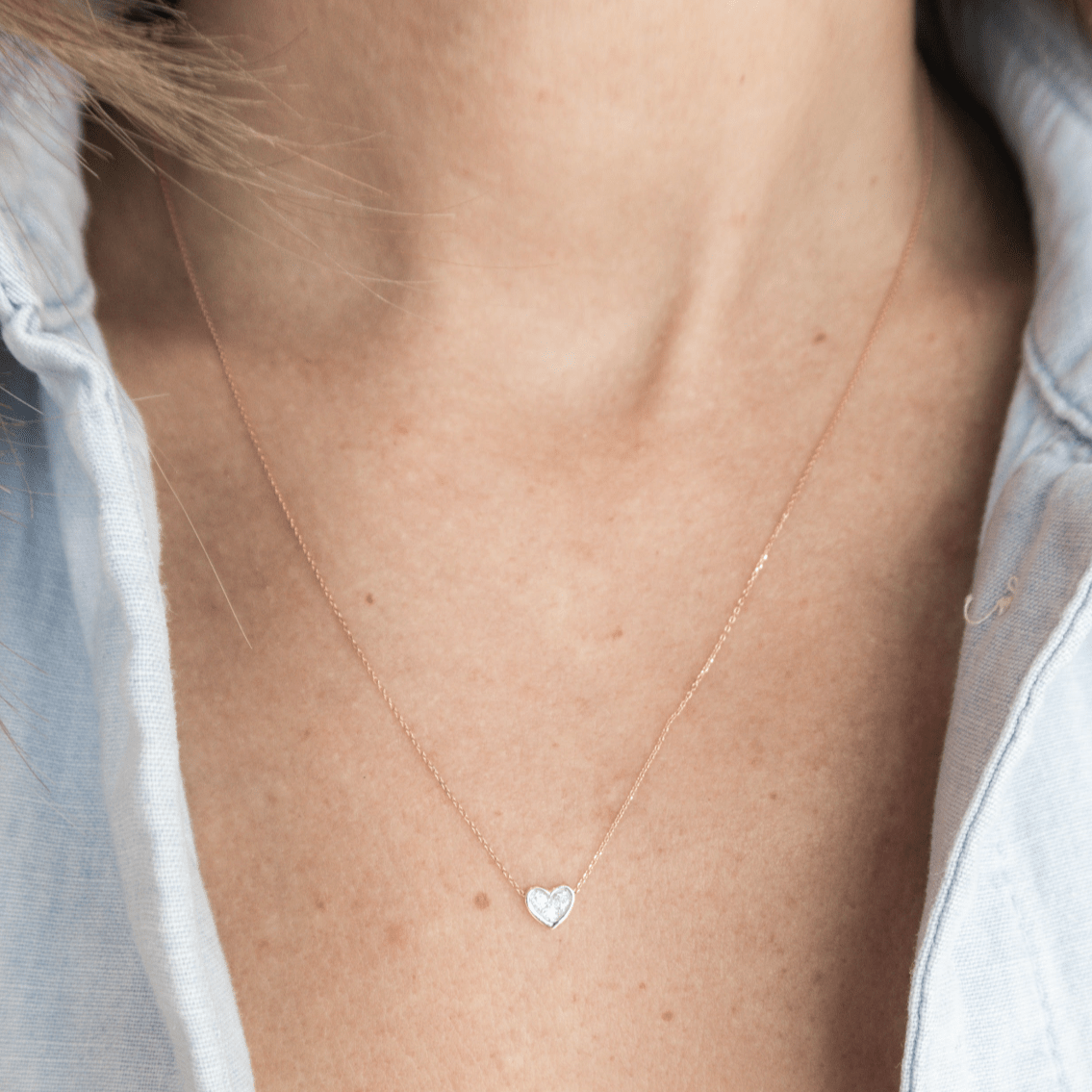 Wearing Mini Diamond Heart Necklace - 2