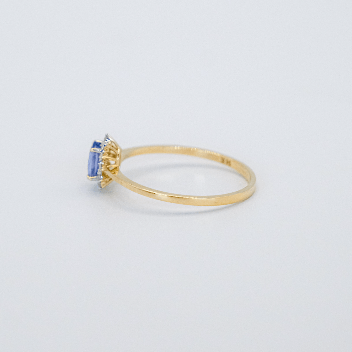 Cinderella Blue Sapphire and Diamond Ring - Side View