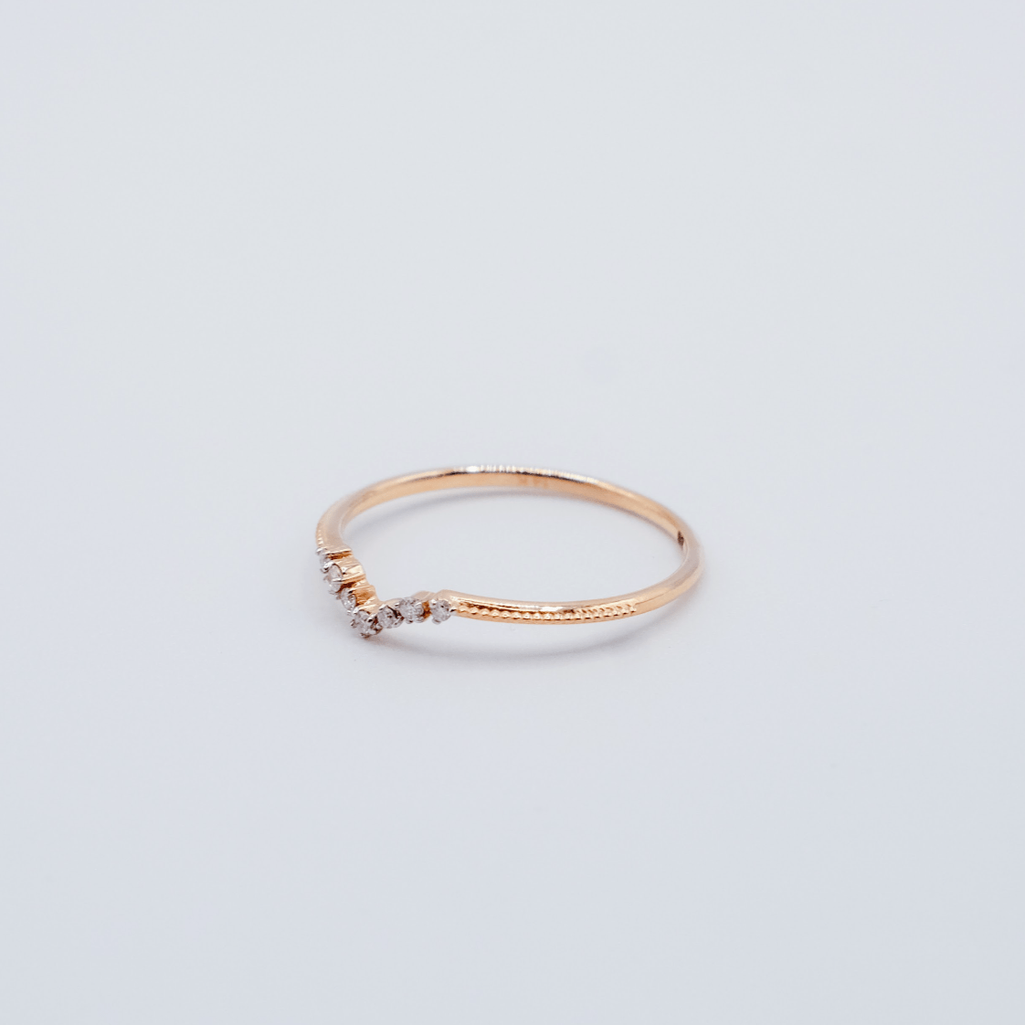 Diamond Chevron Milgrain Ring - Side View