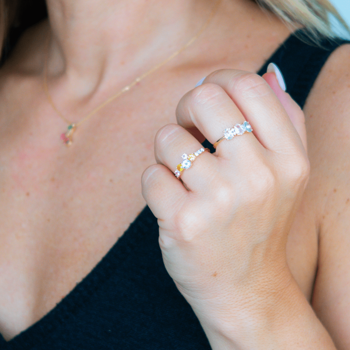 Wearing Softest Hue Pastel Sapphire Ring - 3