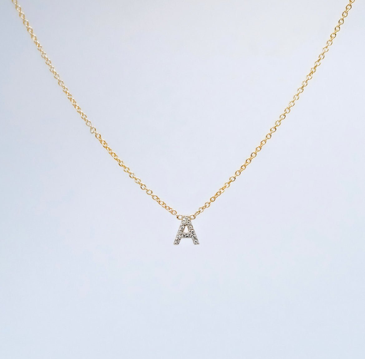 Diamond Drop Initial Personalized Necklace - Full View