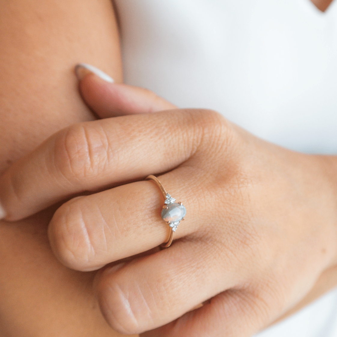 Wearing Ariel Opal and Diamond Ring