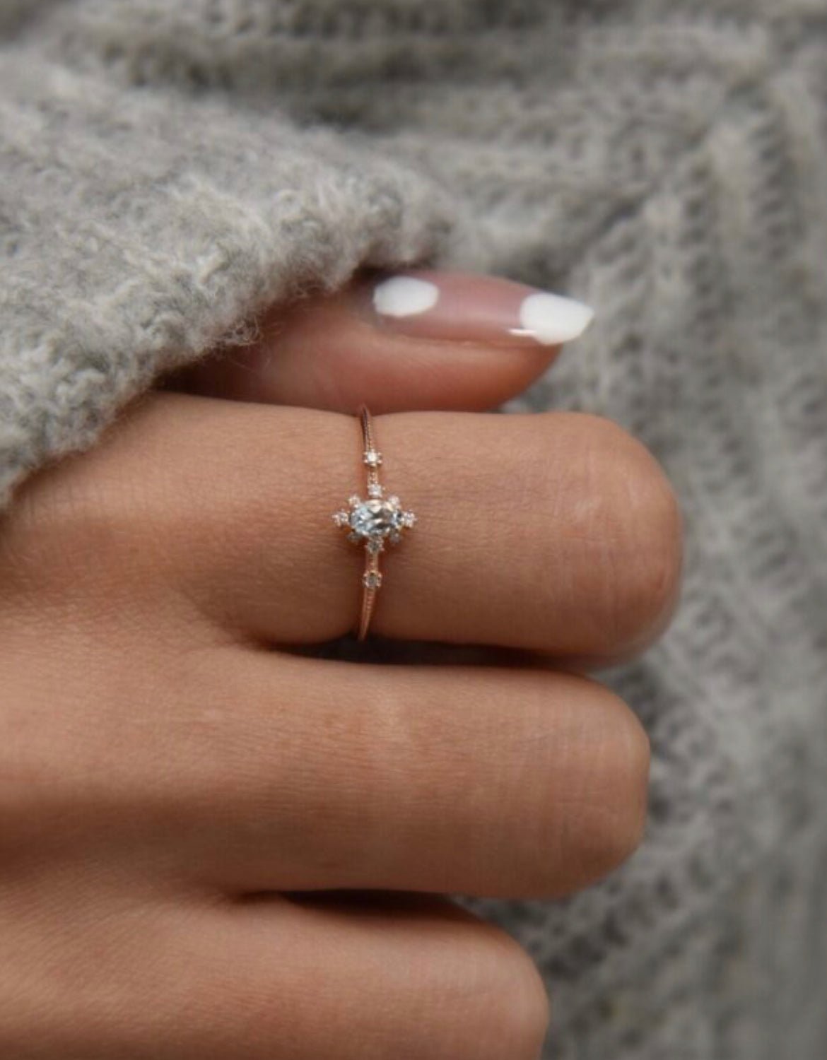 Wearing Soft Hue Peridot Milgrain Ring - 1