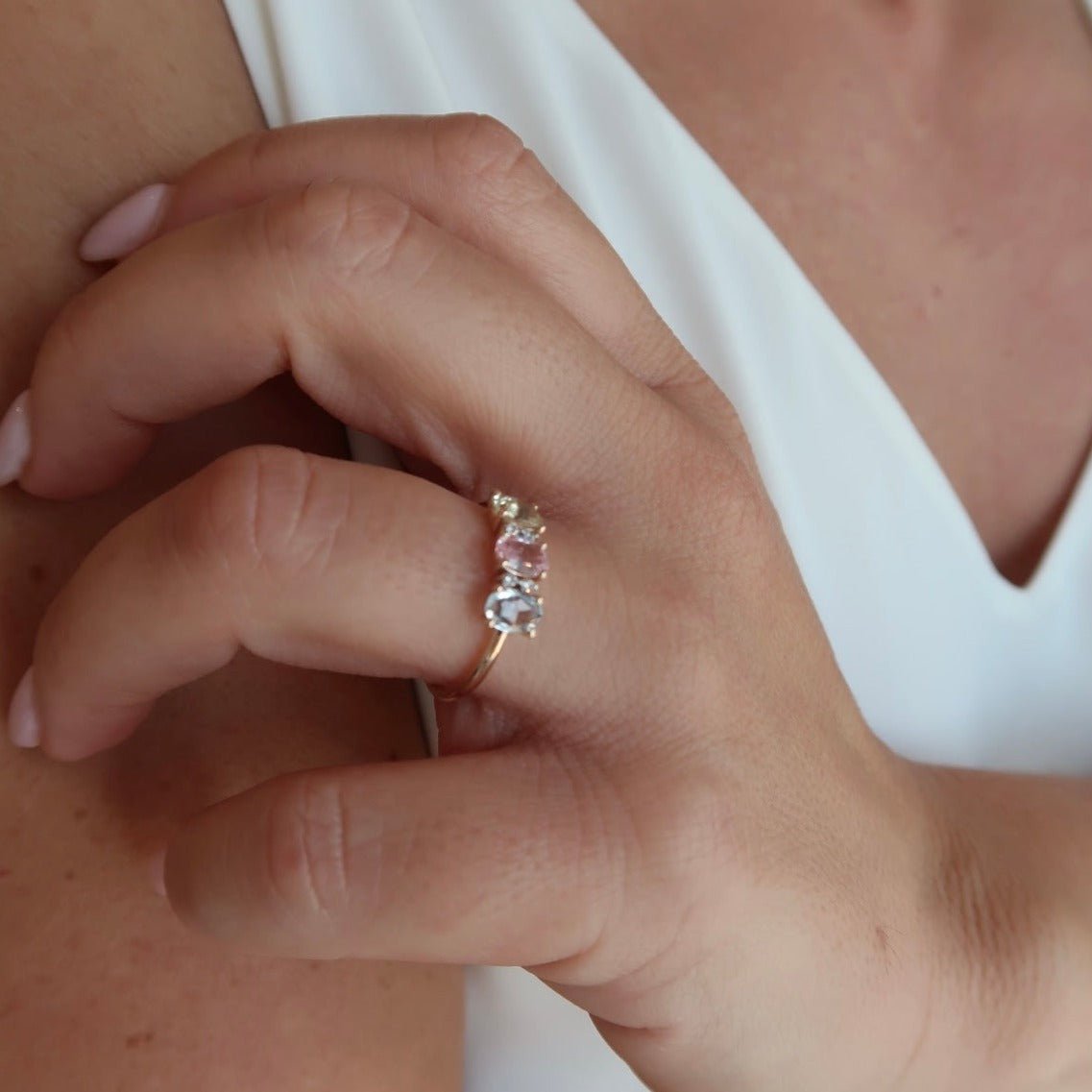 Wearing Softest Hue Unicorn Sapphire Ring - 1