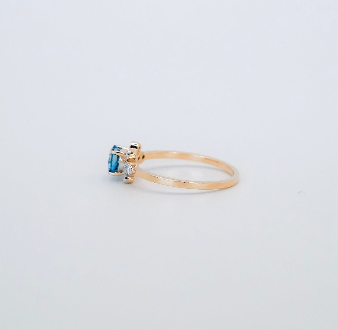 Snow White Blue Topaz Ring - Side View