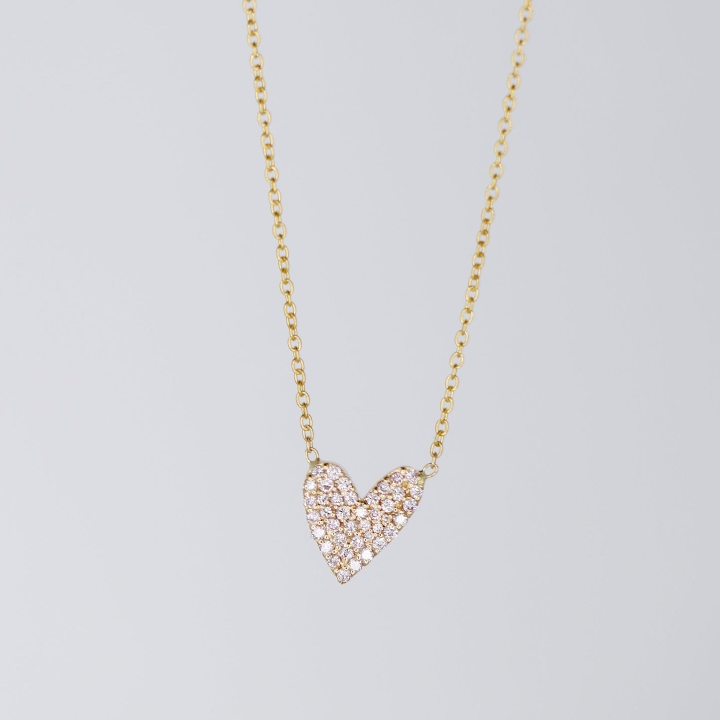 Lav Solid Diamond Heart Necklace - Elegant Heart Pendant - Lu and Lo Jewellery