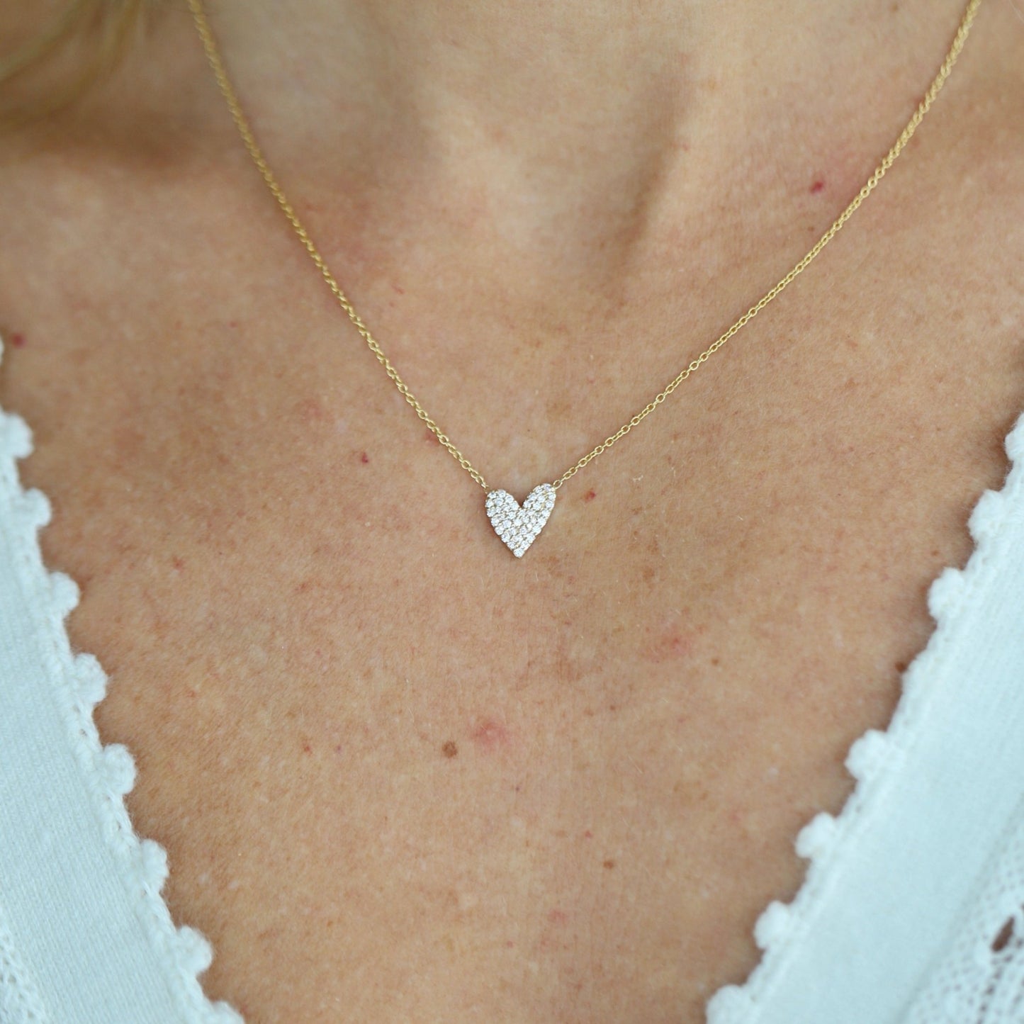 Lav Solid Diamond Heart Necklace - Elegant Heart Pendant - Lu and Lo Jewellery