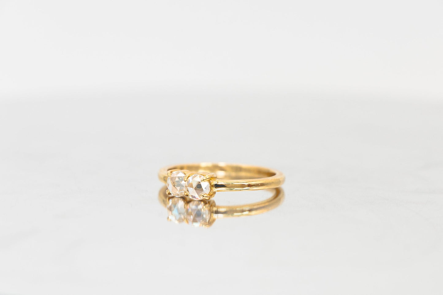 Rosette Grace Double Rose Cut Diamonds Gold Ring - Side View 1