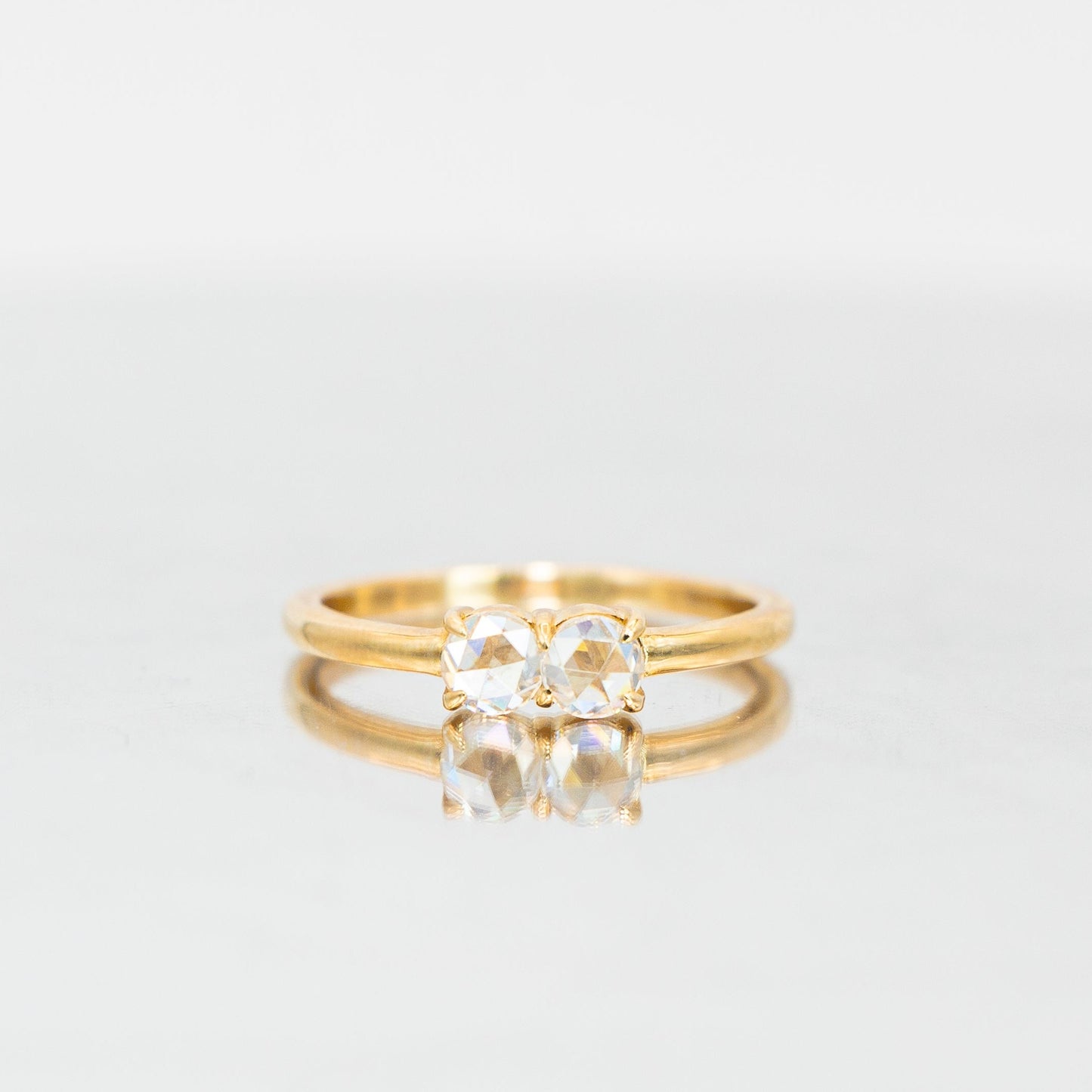 Rosette Grace Double Rose Cut Diamonds Gold Ring