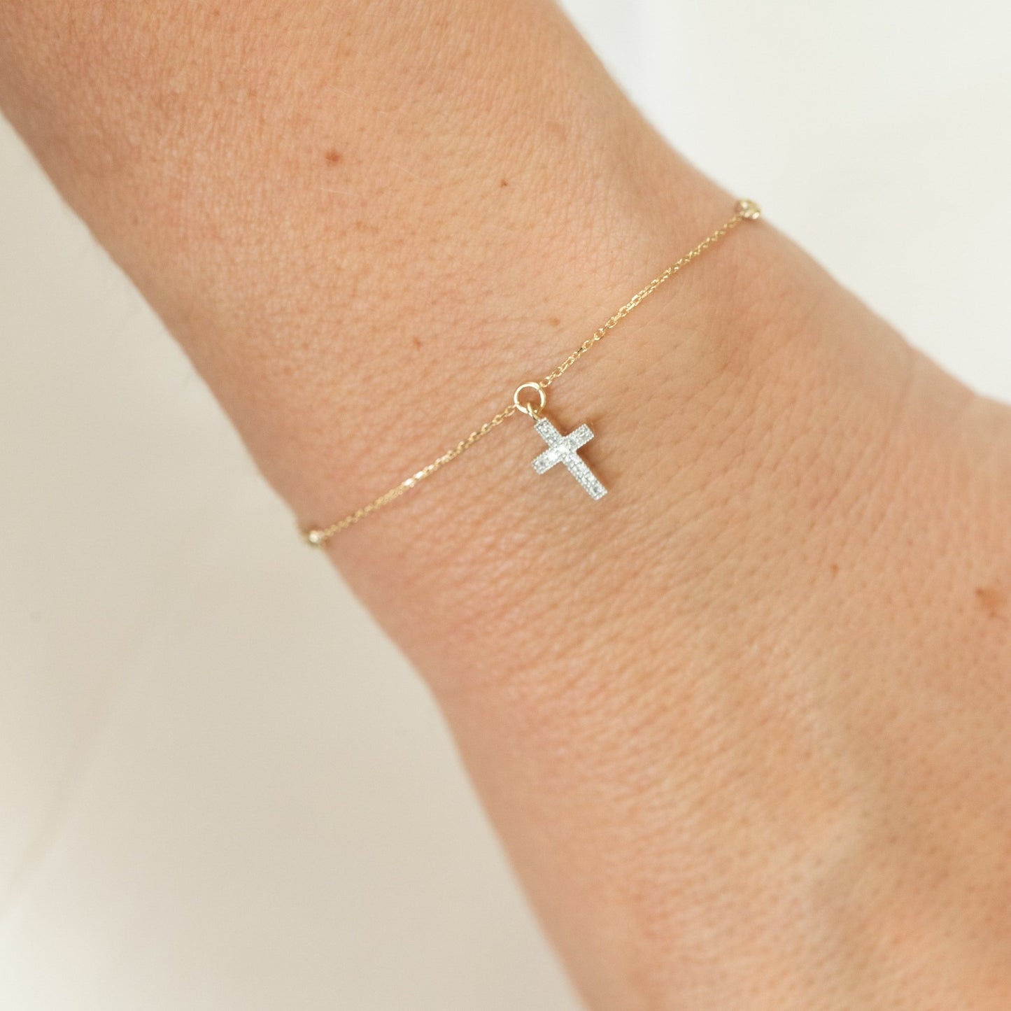 Diamond Drop Cross Bracelet - Lu and Lo Jewellery