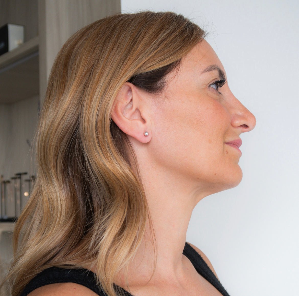 Wearing Golden Glimmer Studs 5mm