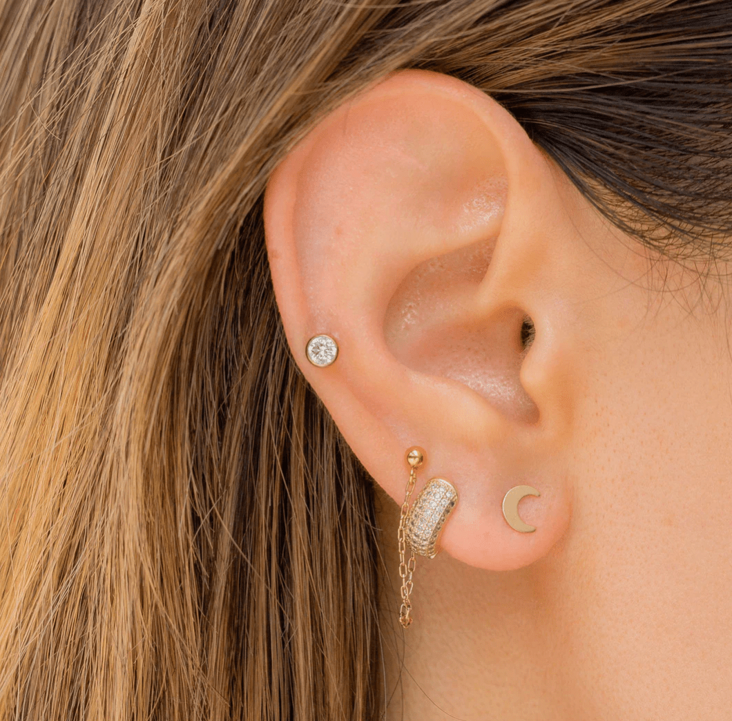 Mini Gold Crescent Moon Stud – Dainty Celestial Earring - Lu and Lo Jewellery