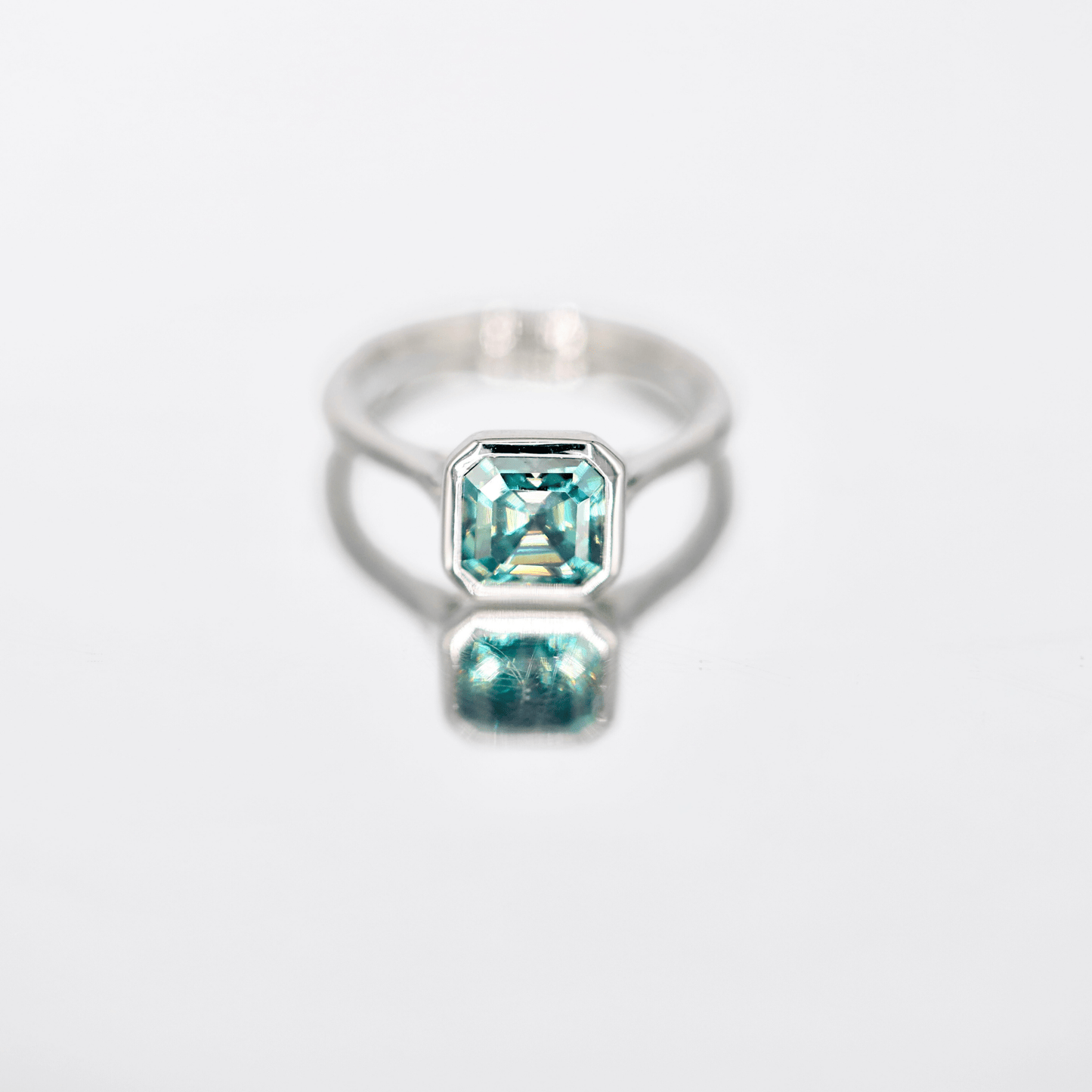 Navi | Bezel-Set Asscher Cut Moissanite Ring - Lu and Lo Jewellery