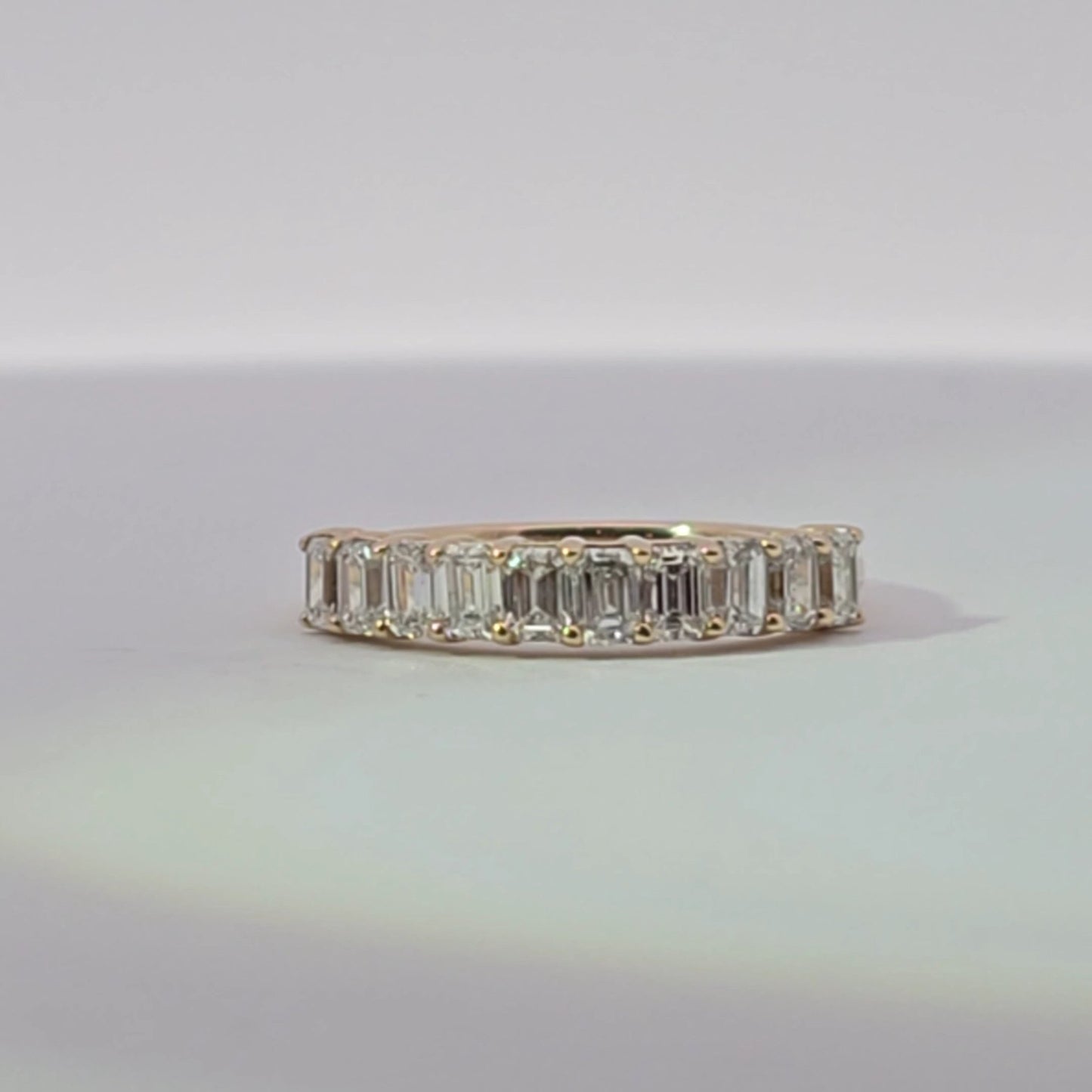 Yellow Gold Eternity Ring with Emerald Cut Diamonds - Lu and Lo Jewellery