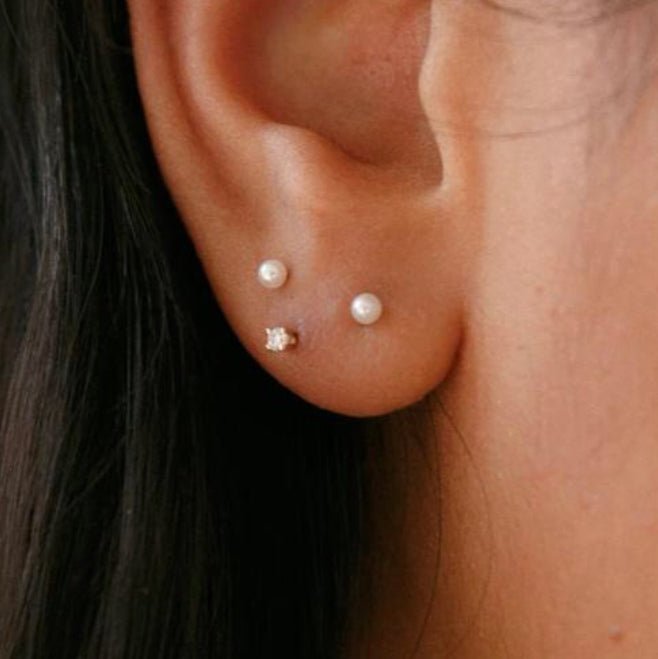 Wearing Mini Diamond Studs