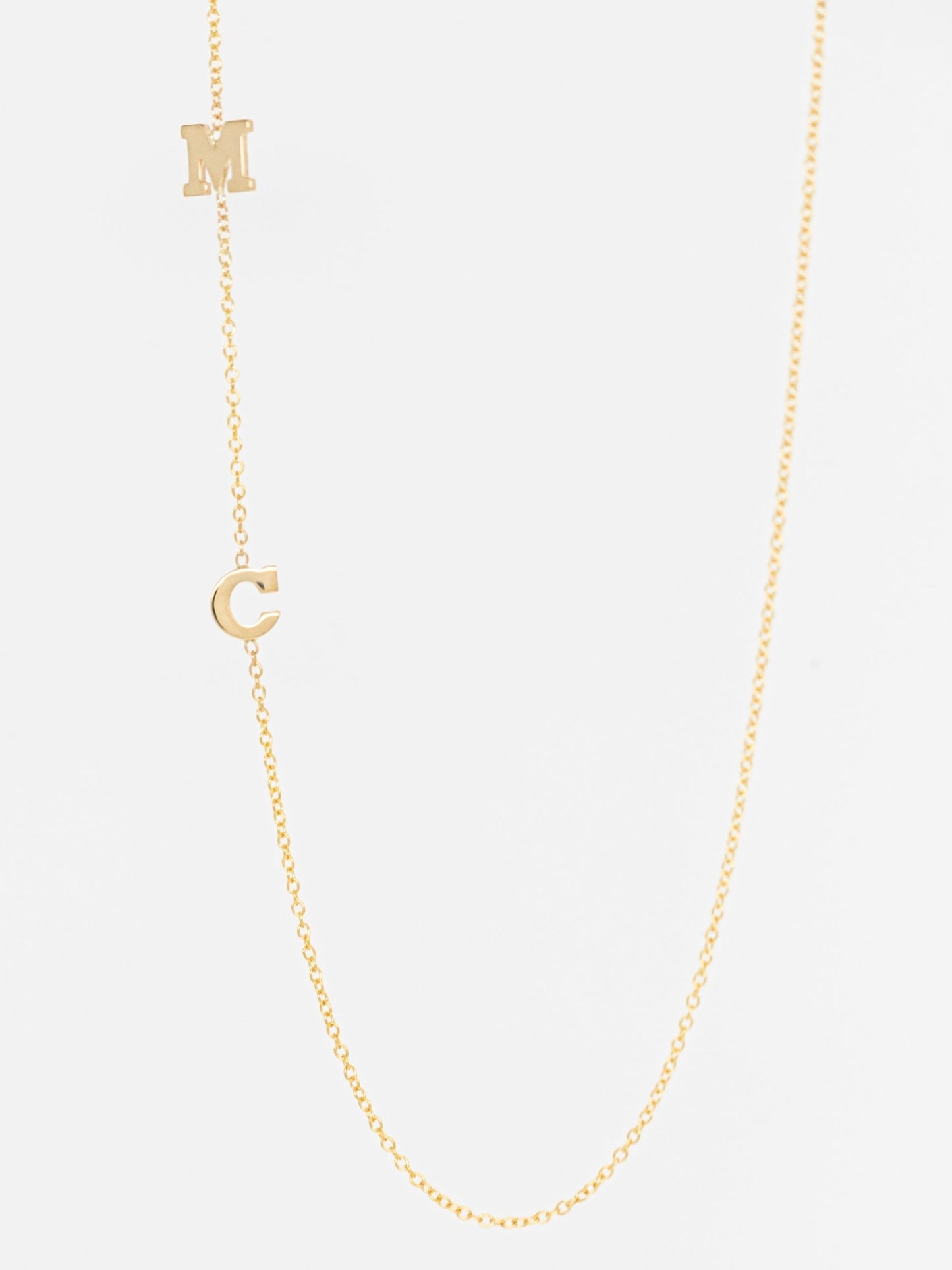 Double Small Initial Personalized Necklace - Close View