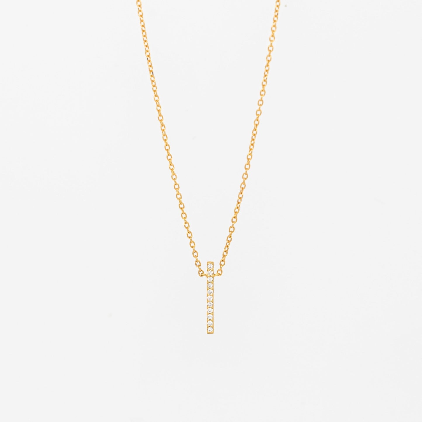 Dainty Diamond Vertical Bar Necklace