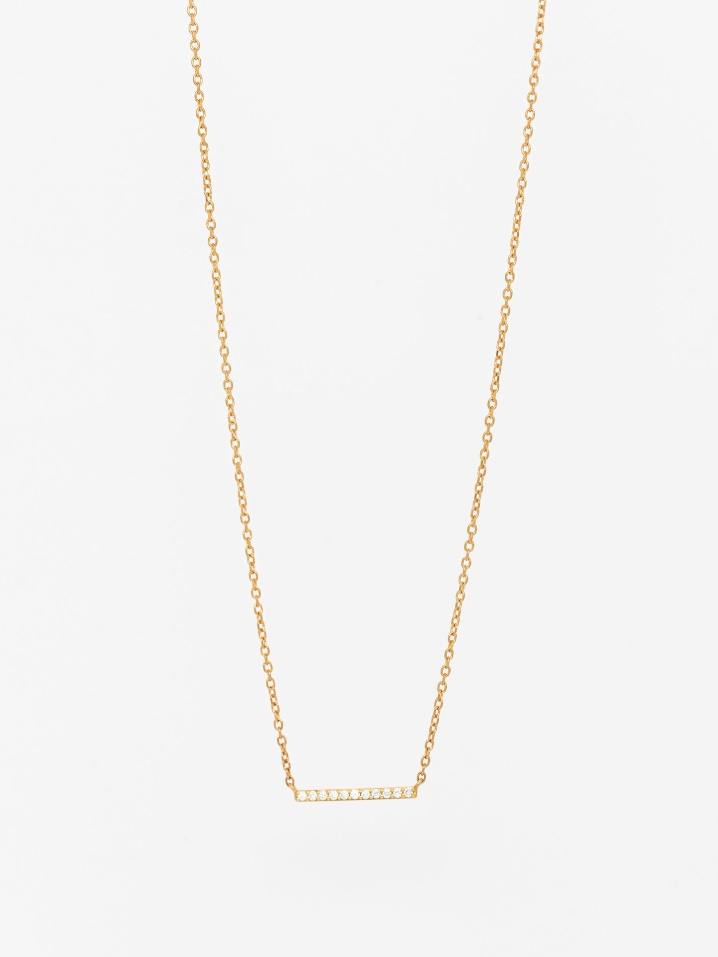 Dainty Diamond Horizontal Bar Necklace - Full View