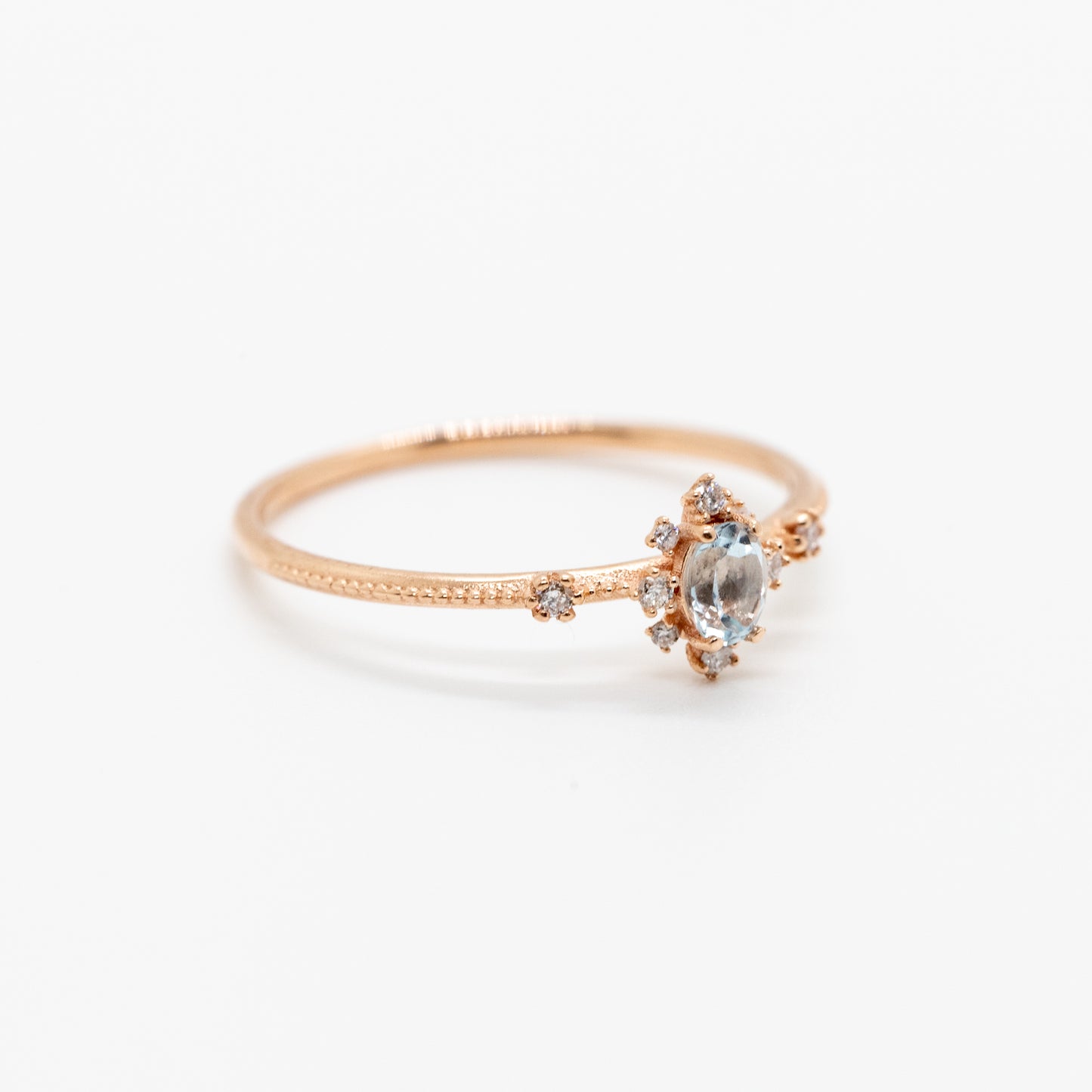 Elsa Aquamarine Milgrain Ring - Side View