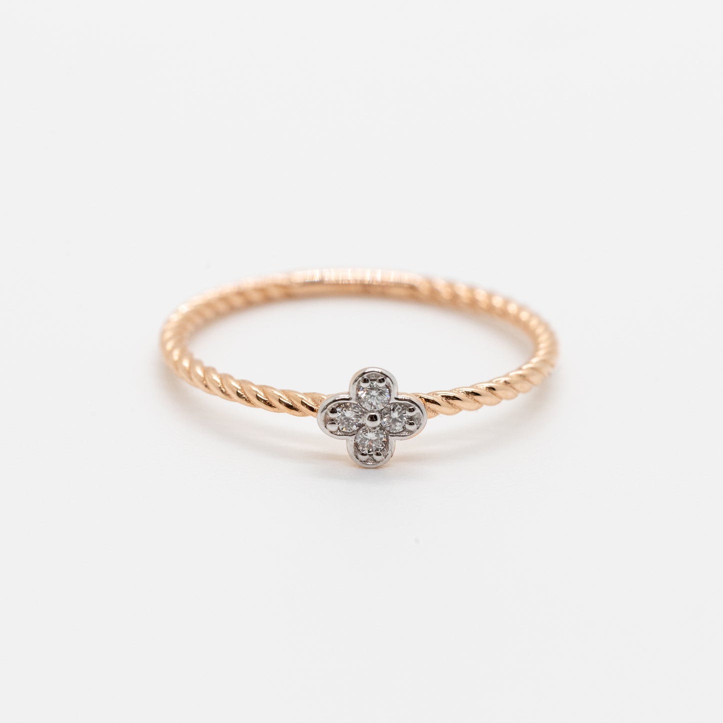 Flora Diamond Twist Ring - 14K Solid Gold Band