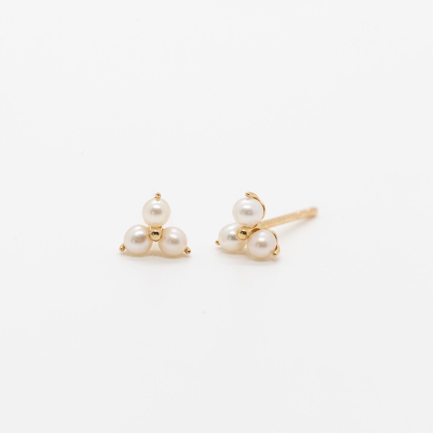 Side View of Mini Trio Pearl Stud