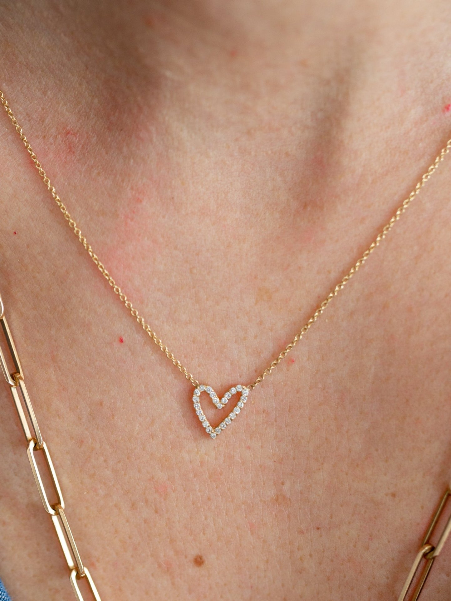 Wearing Diamond Heart Pendant Necklace - 2