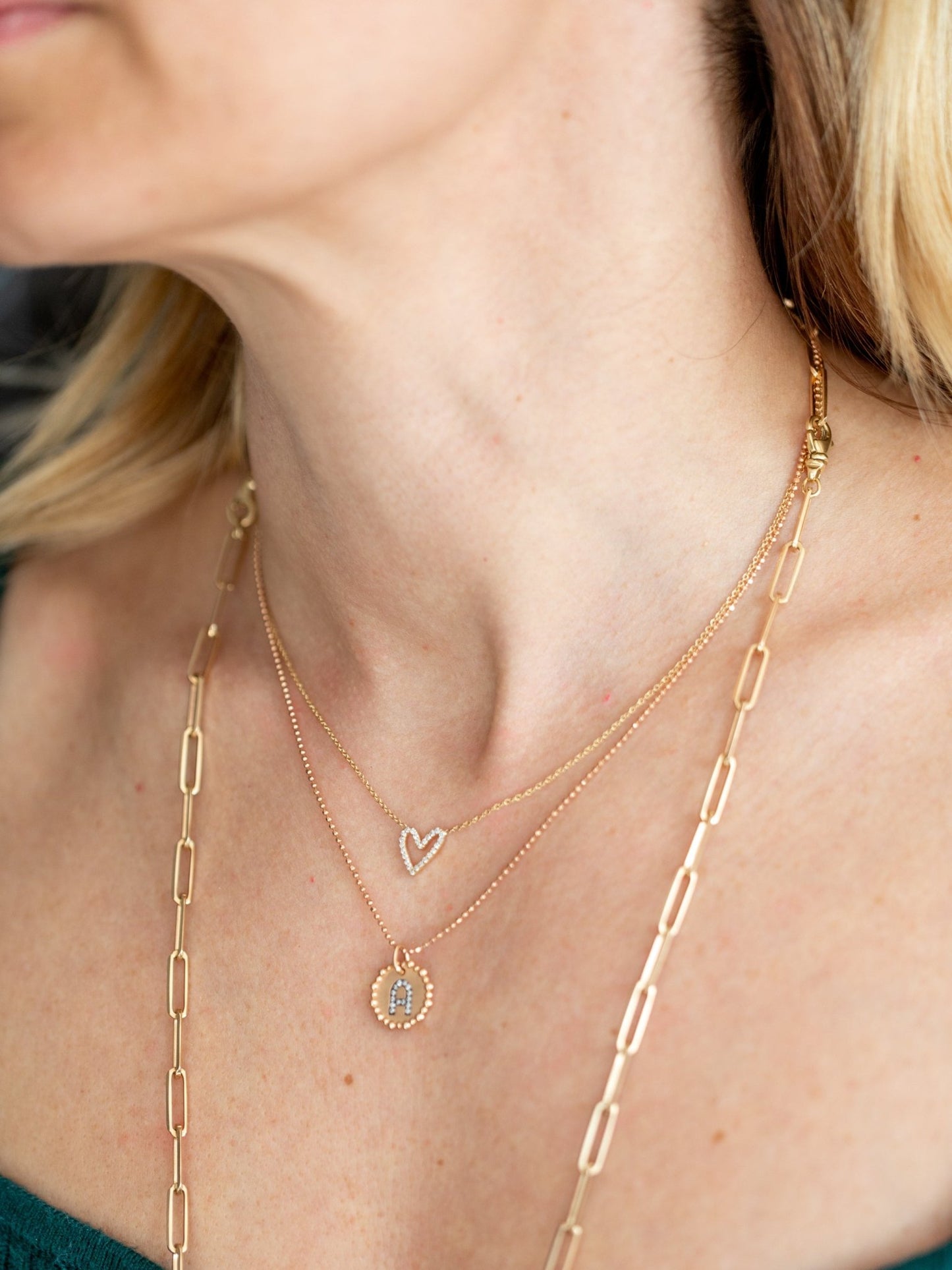 Wearing Diamond Heart Pendant Necklace - 3