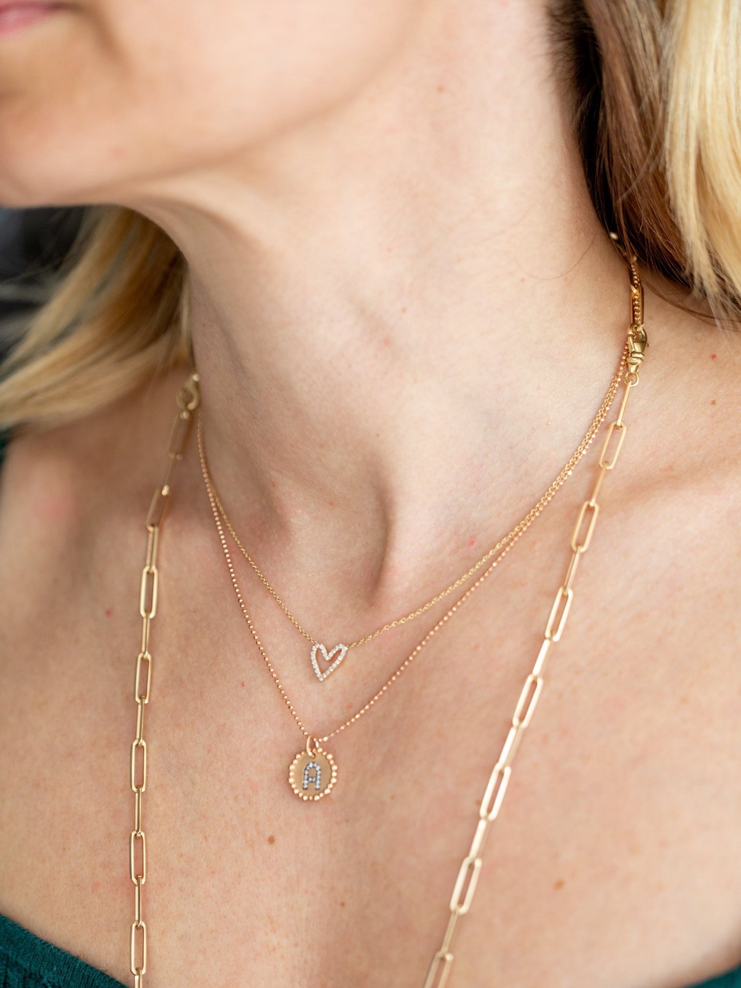 Wearing Diamond Heart Pendant Necklace - 3