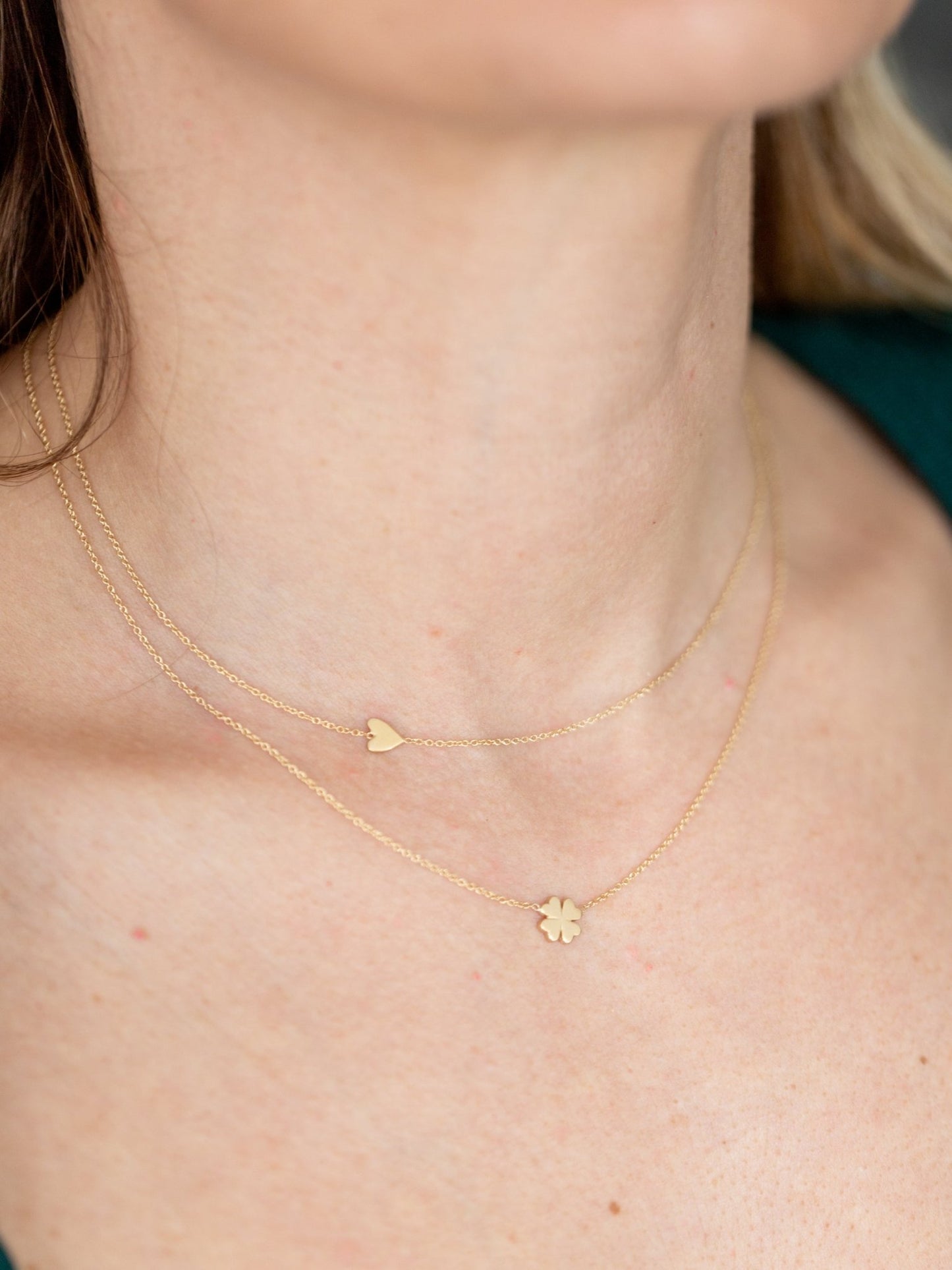 Wearing Petite Mini Heart Necklace