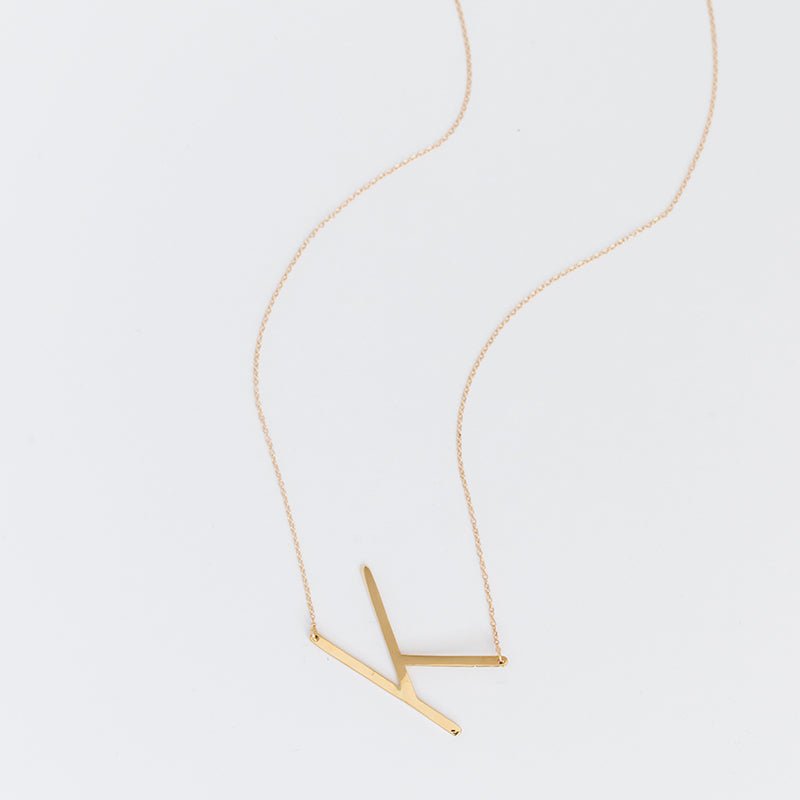 Sideways Large Initial Necklace
