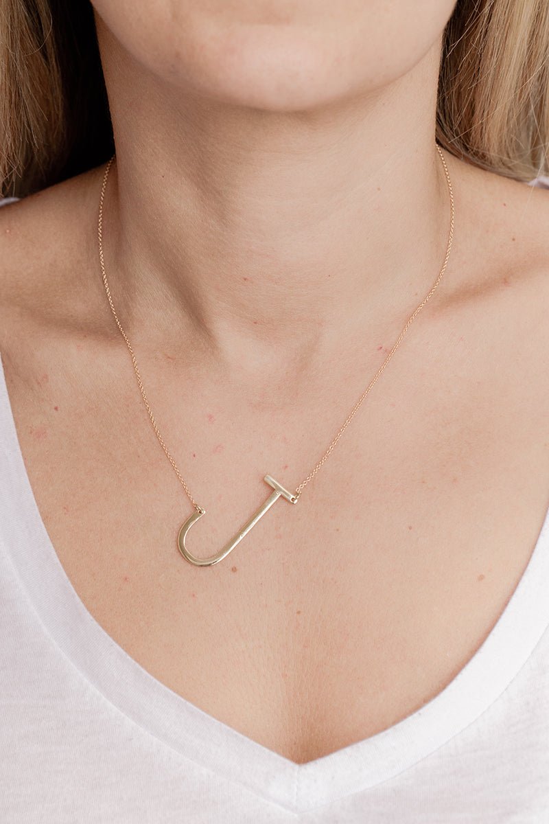 Sideways Large Initial Necklace