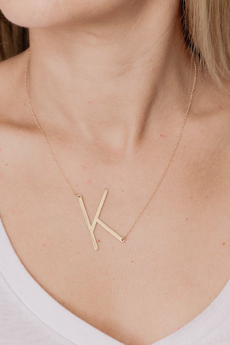 Sideways Large Initial Necklace