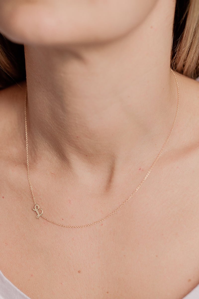 Asymmetric Small Cursive Uppercase Initial Necklace