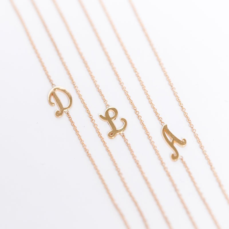 Asymmetric Small Cursive Uppercase Initial Necklace