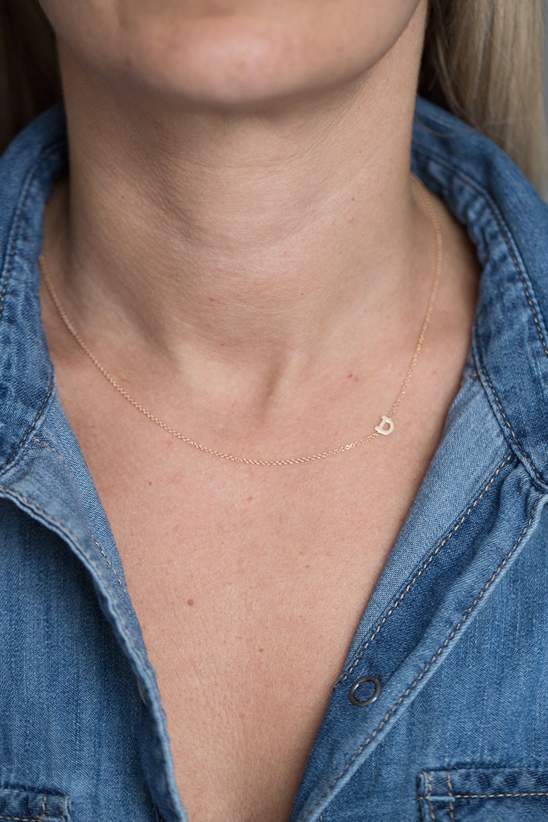 Asymmetric Mini Block Initial Necklace