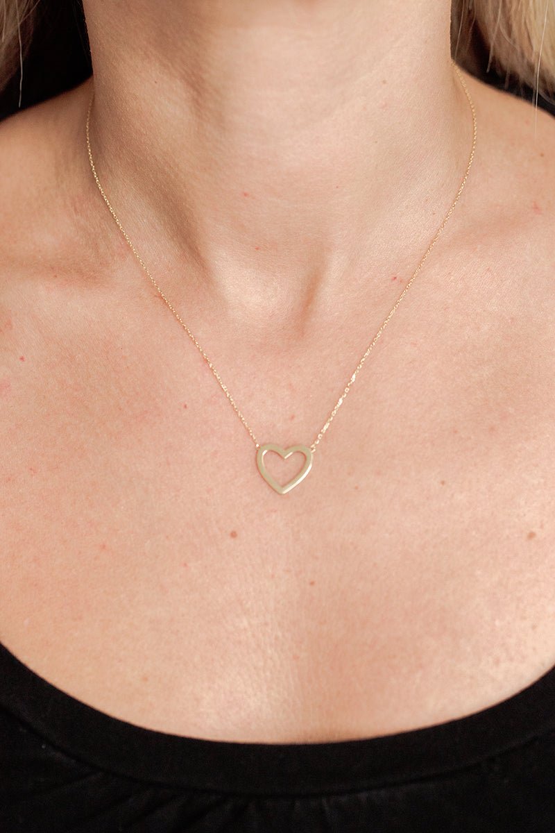 Wearing Open Heart Necklace