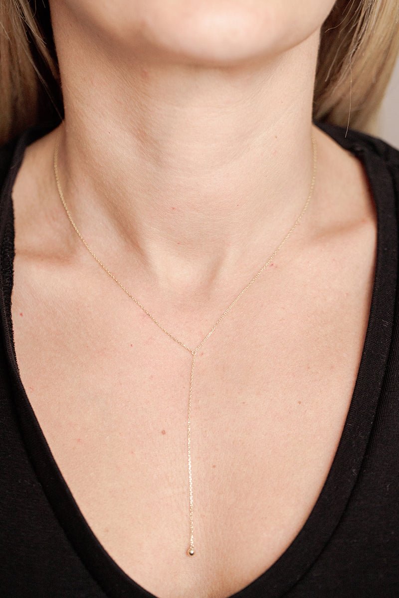 Wearing Y-Bead Chain Necklace