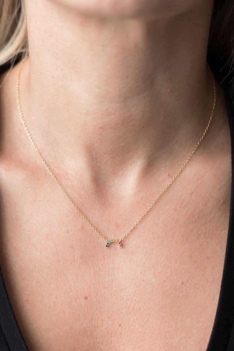 Wearing Colorful Gemstone Necklace