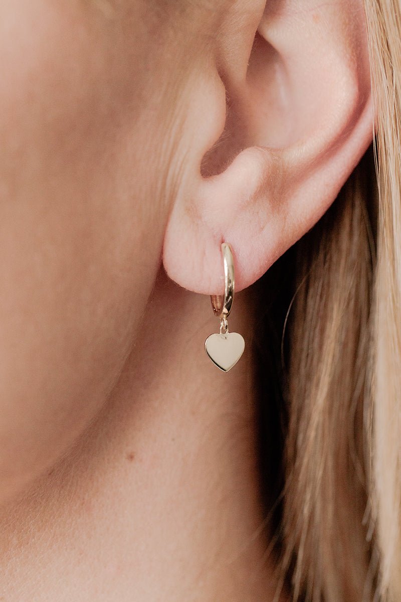 Drop Heart Oval Huggie Earring