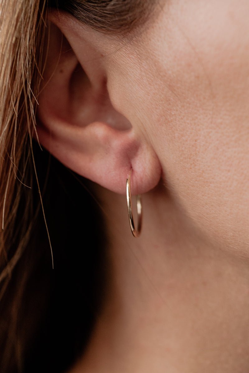 Wearing Lightest Small Hoops (16mm diameter)