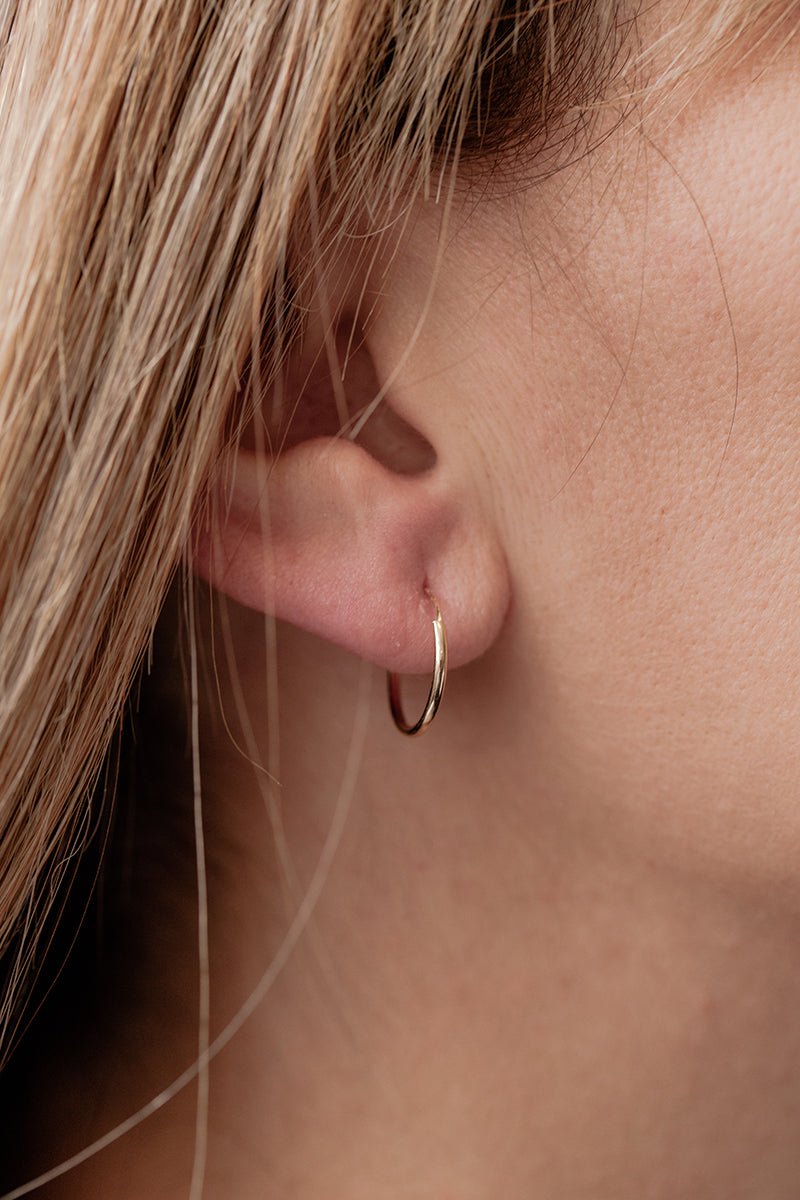 Wearing Lightest Small Hoops (12mm diameter)